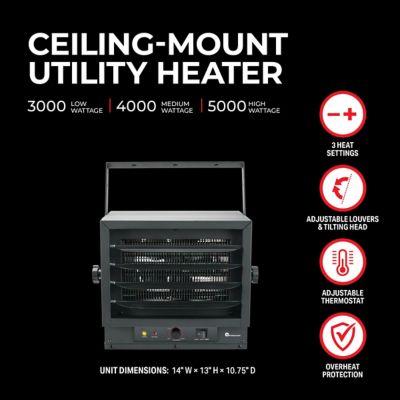 Image showing  5,000/4,000/3,000W 240V Ceiling Mount Heater