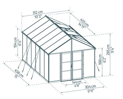 Image showing  Palram, Canopia Aria 10 x 15ft. Greenhouse, Black
