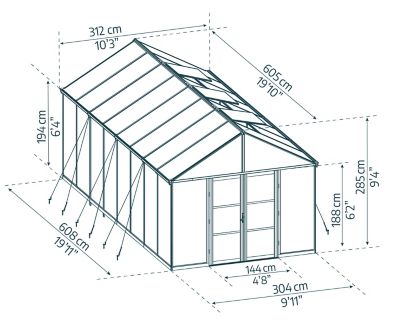 Image showing  Palram, Canopia Aria 10 x 20ft. Greenhouse, Black