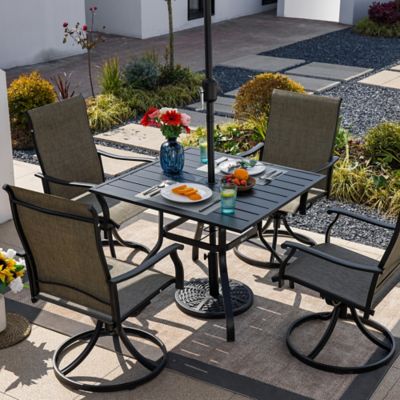 Image showing  Swivel Textilene Fabric Blend Iron Patio Dining Chairs Set of 4