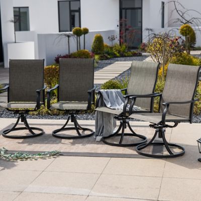 Image showing  Swivel Textilene Fabric Blend Iron Patio Dining Chairs Set of 4