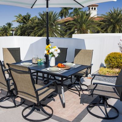 Image showing  Swivel Textilene Fabric Blend Iron Patio Dining Chairs Set of 6