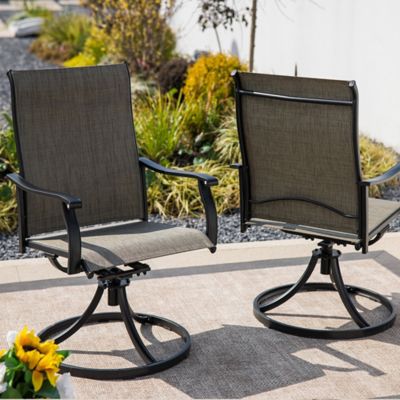 Image showing  Swivel Textilene Fabric Blend Iron Patio Dining Chairs Set of 2