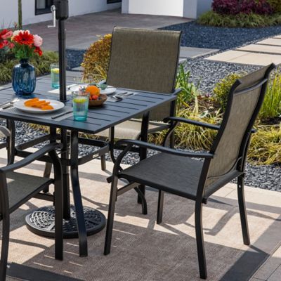 Image showing  Textilene Fabric Blend Iron Patio Dining Chairs Set of 2