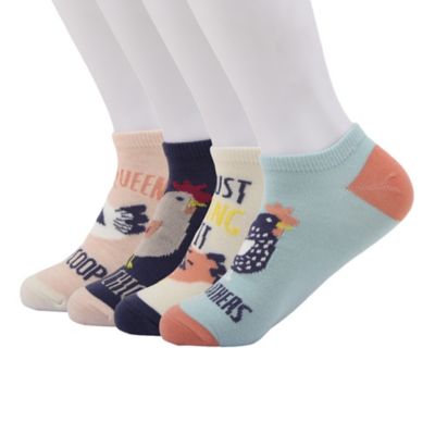 Funky Socks No Show Chicken Theme, 4 pk.