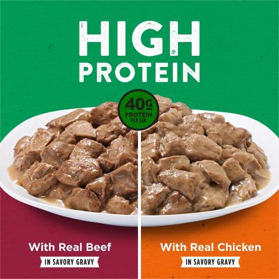 Image showing  High-Protein Beef and Chicken in Savory Gravy Wet Dog Food Variety Pack, 13 oz., 6 pk.