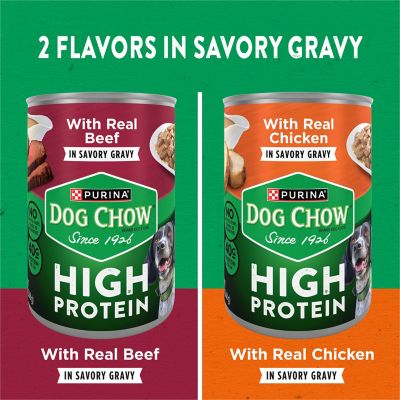 Image showing 8 th Purina Dog Chow High-Protein Beef and Chicken in Savory Gravy Wet Dog Food Variety Pack, 13 oz., 6 pk.