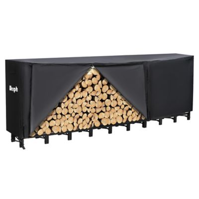 Werph 12 ft. Outdoor Heavy Duty Firewood Rack with Cover,Wood Rack Log Rack for Outdoor & Indoors, Black