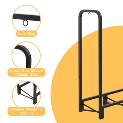 Image showing  4 ft. Outdoor Heavy Duty Firewood Rack with Cover,Wood Rack Log Rack for Outdoor & Indoors, Black