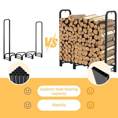 Image showing  4 ft. Outdoor Heavy Duty Firewood Rack with Cover,Wood Rack Log Rack for Outdoor & Indoors, Black