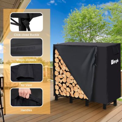 Image showing 5 th Werph 4 ft. Outdoor Heavy Duty Firewood Rack with Cover,Wood Rack Log Rack for Outdoor & Indoors, Black