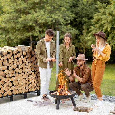 Image showing 6 th Werph 4 ft. Outdoor Heavy Duty Firewood Rack with Cover,Wood Rack Log Rack for Outdoor & Indoors, Black