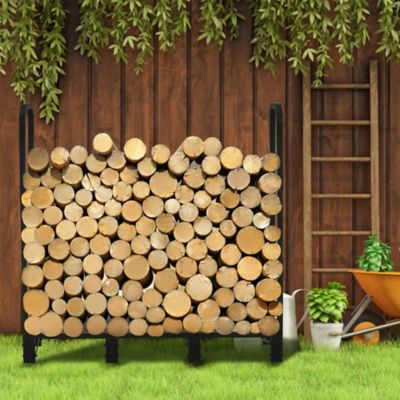 Image showing 7 th Werph 4 ft. Outdoor Heavy Duty Firewood Rack with Cover,Wood Rack Log Rack for Outdoor & Indoors, Black