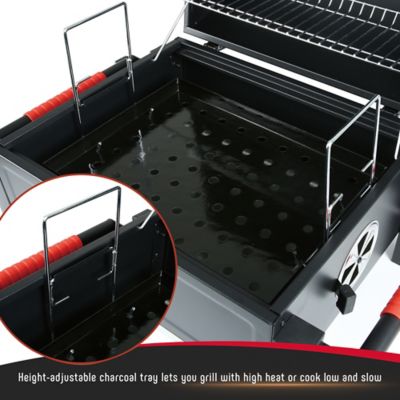 Image showing  354 Sq Portable Charcoal BBQ Grills with Cast Iron Grates, In Cooking Area, for Outdoor Camping and Picnic, Black