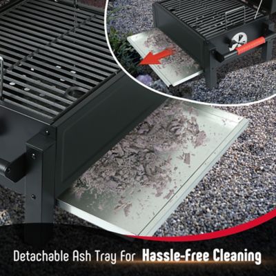 Image showing  354 Sq Portable Charcoal BBQ Grills with Cast Iron Grates, In Cooking Area, for Outdoor Camping and Picnic, Black
