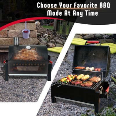 Image showing  354 Sq Portable Charcoal BBQ Grills with Cast Iron Grates, In Cooking Area, for Outdoor Camping and Picnic, Black