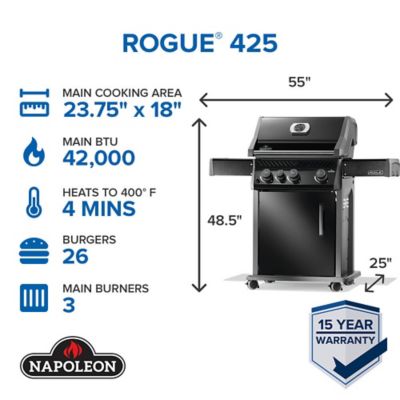 Image showing  Rogue 425 Natural Gas Grill with Range Side Burner, Black