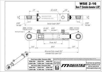 Image showing 1 th Magister Hydraulics 2 in. Bore x 16 in. Stroke Swivel Eye Hydraulic Cylinder