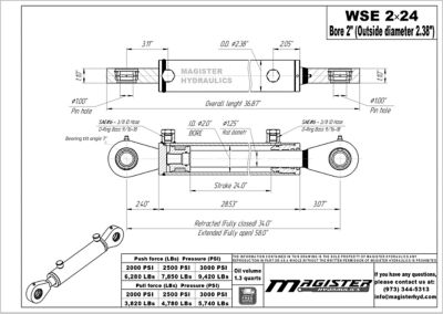 Image showing 1 th Magister Hydraulics 2 in. Bore x 24 in. Stroke Swivel Eye Hydraulic Cylinder