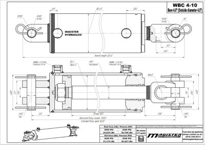 Image showing 1 th Magister Hydraulics 4 in. Bore x 10 in. Stroke Ag Clevis Hydraulic Cylinder