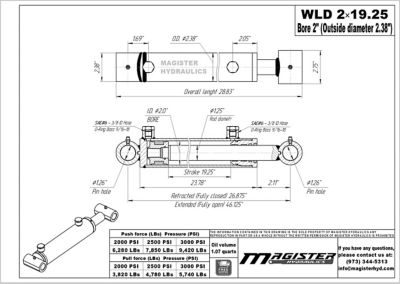 Image showing  2 in. Bore x 19.25 in. Stroke Loader Hydraulic Cylinder