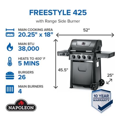 Image showing  Freestyle 425 Propane Gas Grill with Range Side Burner, Graphite Grey