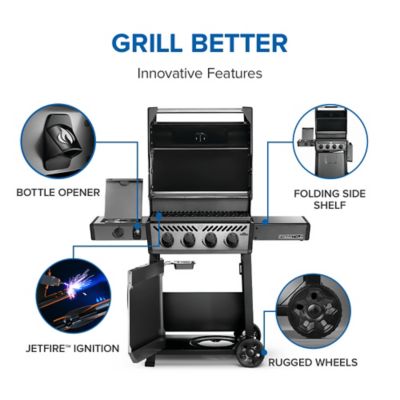 Image showing 5 th Napoleon Freestyle 425 Propane Gas Grill with Range Side Burner, Graphite Grey