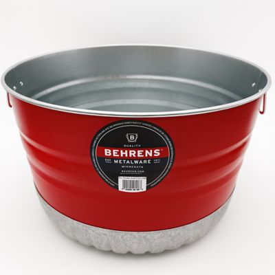 Image showing  Red Galvanized Steel Bushel/Utility Basket