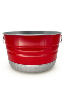 Image showing  Red Galvanized Steel Bushel/Utility Basket