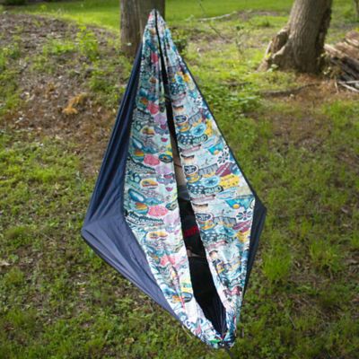 Image showing  7 x 10 x ft Blue Deluxe Portable Hammock