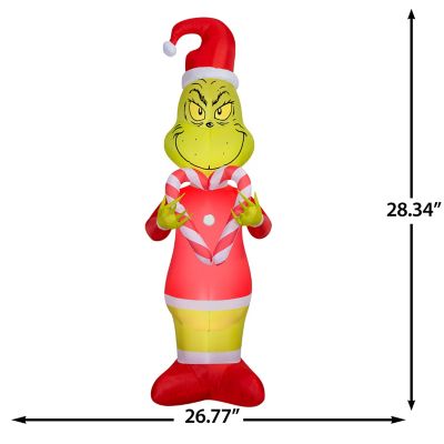 Image showing Airblown Grinch Holding Candy Cane Hearts