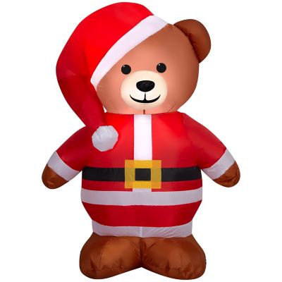 GemmyAirblown Brown Bear in Santa Suit