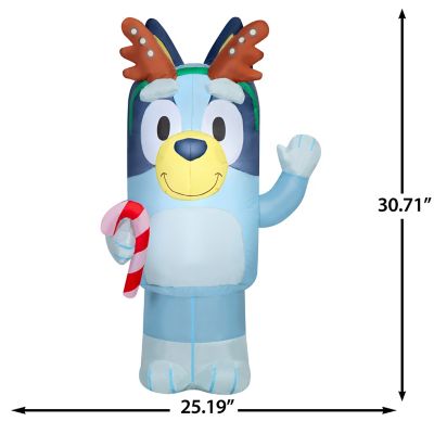 Image showing Airblown Bluey with Antlers Holding Candy Cane