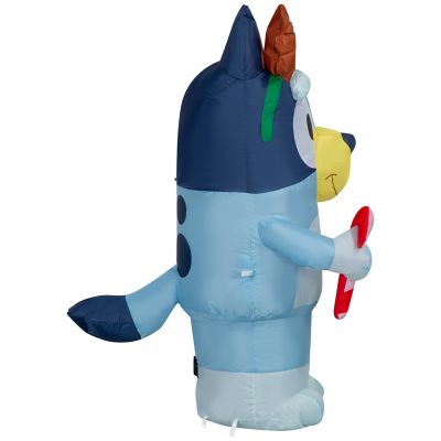 Image showing Airblown Bluey with Antlers Holding Candy Cane