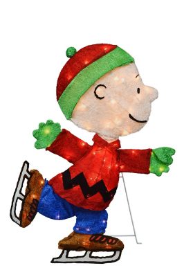 PeanutsPreLit LED Yard Art Skating Charlie Brown