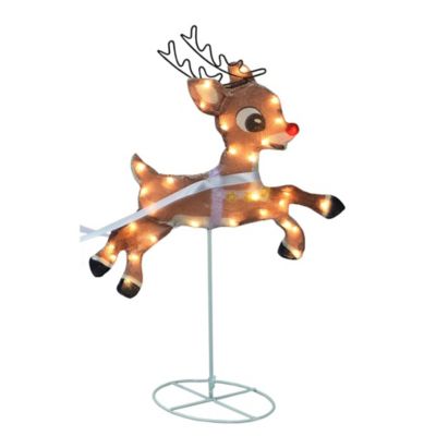 Image showing PreLit Yard Art Sleigh with Reindeer
