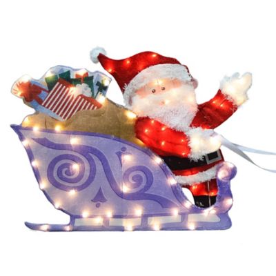 Image showing PreLit Yard Art Sleigh with Reindeer