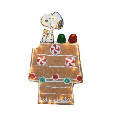 Image showing PreLit Snoopy and Gingerbread Doghouse
