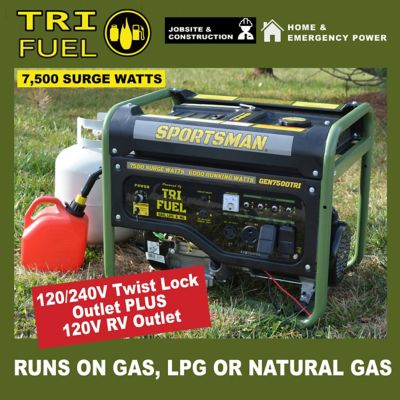 Image showing  7500 Watt Portable Tri-Fuel Generator with CO Warning and Shut-off