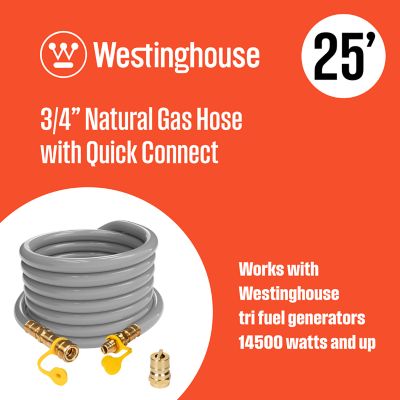 Image showing  25-Foot Natural Gas Hose with Adapter, 3/4-Inch Diameter, For Tri Fuel Generators