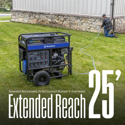 Image showing  25-Foot Natural Gas Hose with Adapter, 3/4-Inch Diameter, For Tri Fuel Generators