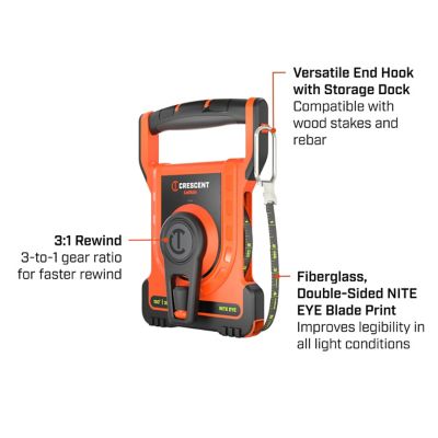 Image showing  LUFKIN 1/2 in. x 100 ft. Nite Eye Fiberglass Long Tape