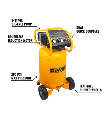 Image showing 8 th DEWALT XTREME Quiet 2 Stage 20-Gallon Portable Electric 200 PSI Vertical Air Compressor 1.6 HP