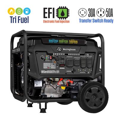 Westinghouse 12,500/9,500-Watt Tri-Fuel Portable EFI Generator, CO Sensor, Gas/Propane/Natural Gas