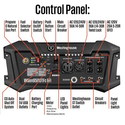 Image showing  12,500/9,500-Watt Tri-Fuel Portable EFI Generator, CO Sensor, Gas/Propane/Natural Gas