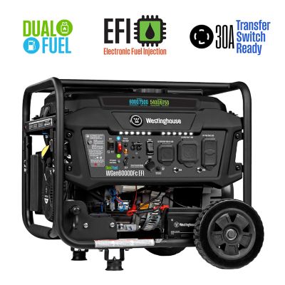 Westinghouse 7,500/6,000-Watt Dual-Fuel Portable EFI Generator, Remote Electric Start, CO Sensor