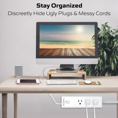 Image showing  Slim Multi Power Strip 3-AC Outlets, 1 USB-A and 1 USB-C Ports Charging Extension with Outlet Cover Flat Plug