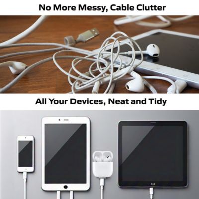 Image showing  LED Multi Fast Charging Station 2 AC Outlets, 2 USB-A, and 1 USB-C Ports Charging Extension with RGB Night Light