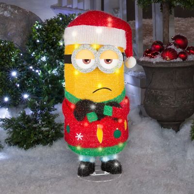 Image showing Holiday Tinsel Yard Sculpture Minion Kevin in Santa Hat