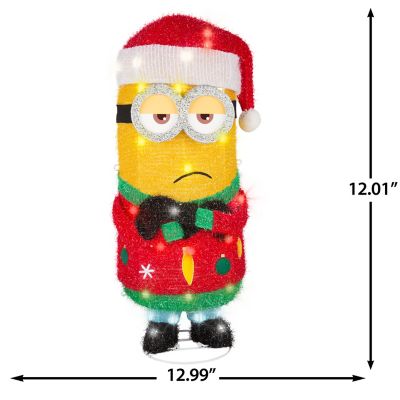 Image showing Holiday Tinsel Yard Sculpture Minion Kevin in Santa Hat